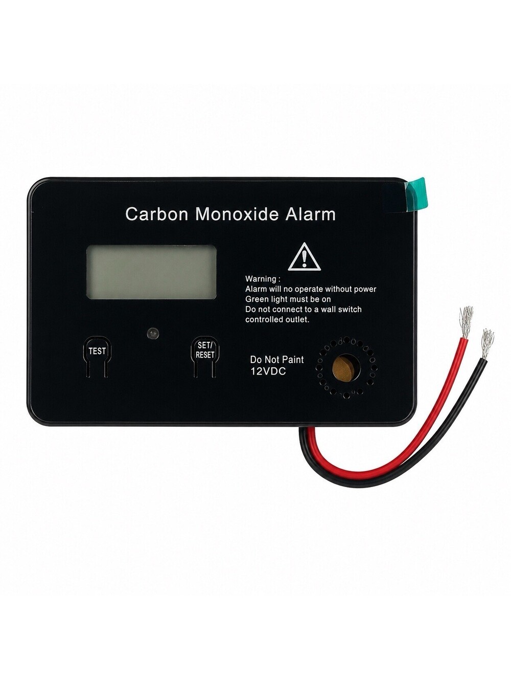 12V DC Carbon Monoxide Alarm Detector LCD for RV Camper Boat Marine Black